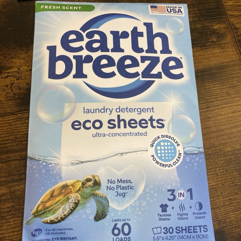 Earth Breeze Fresh Scent Laundry Detergent Eco Sheets 60 Loads / 30 Sheets